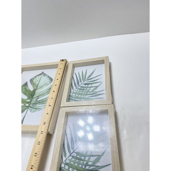 Sealed Set of 3 Leaves Botanical Leaf Minimalist Photo Wooden Frames Art New - Picture 8 of 11